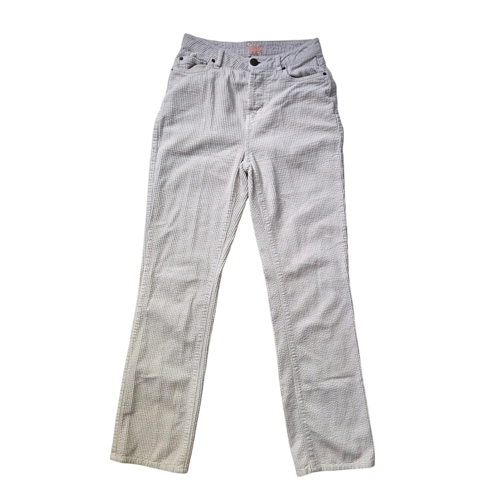 GB Womens High Waisted Corduroy Pants Cream Beige Straight Leg Size 3 Cotton